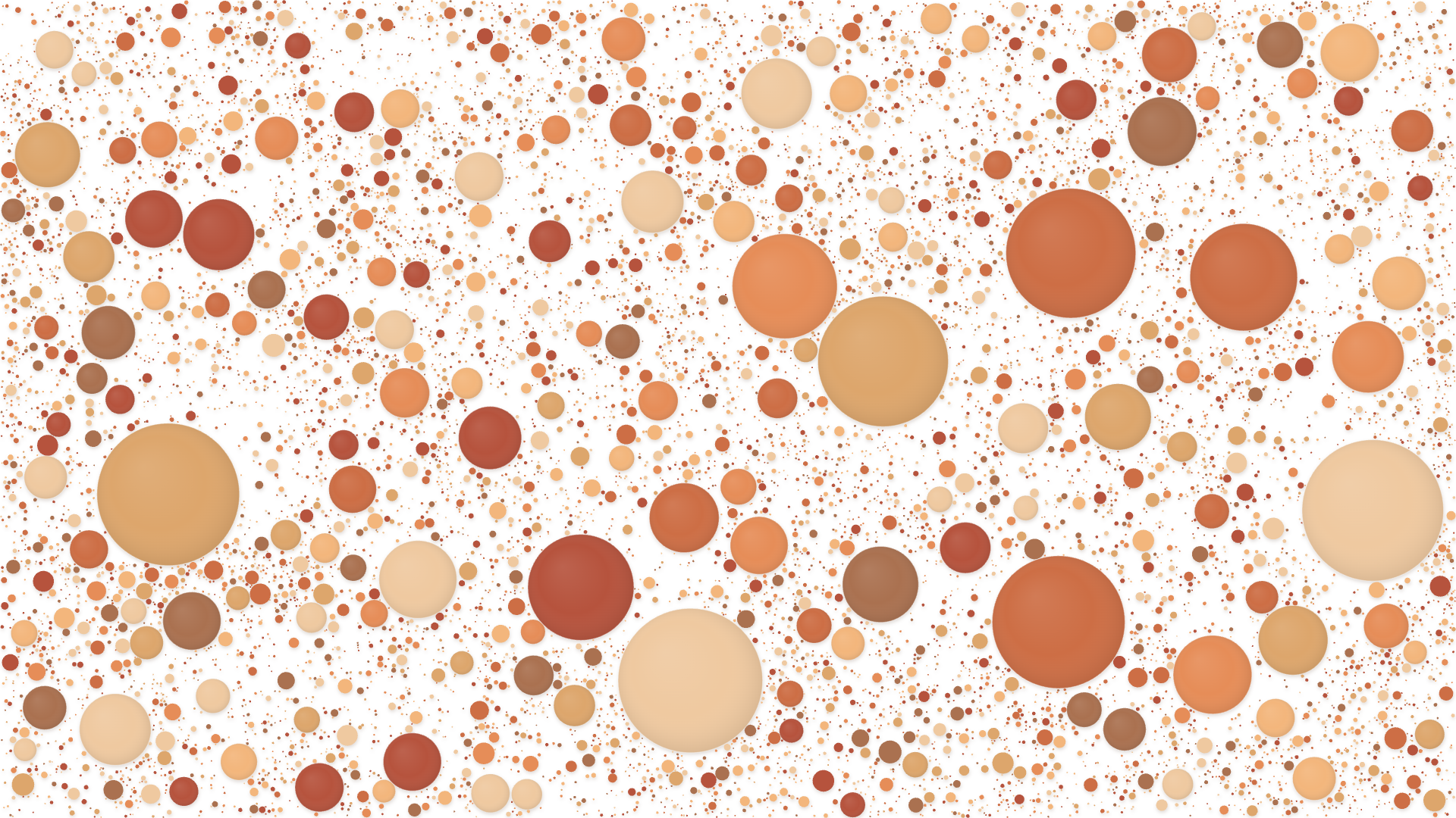 Rust-colored disks with soft shadows on a white canvas